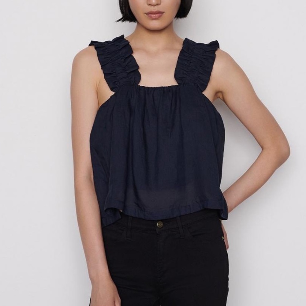 Frame ruffle strap top
